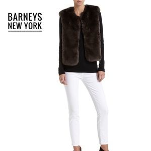 Barneys New York COOP Faux-fur Vest Collarless Size S